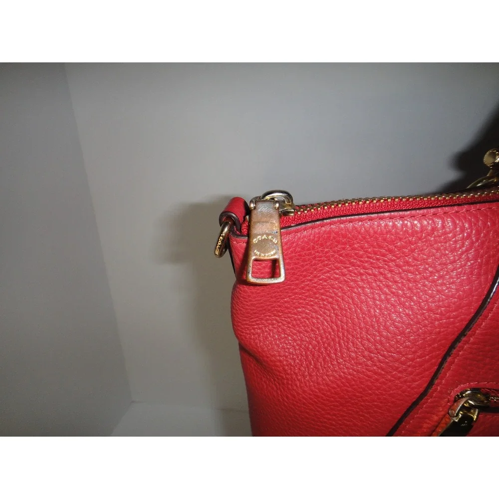 Coach Prairie Satchel Red Pebble Leather Handbag Gold Hardware F79997 Women's